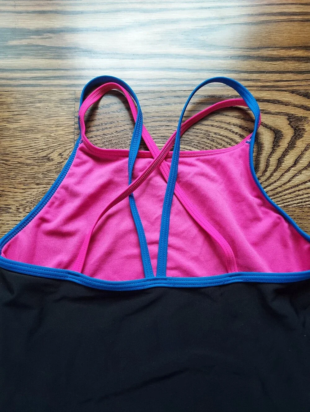 Speedo Black One-Piece Swimsuit with Pink & Blue Trim 12
